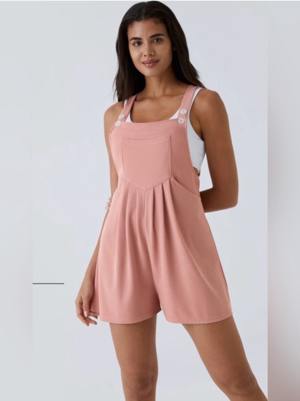 NWOT Halara Mauve Pink Overall Romper with Front Pockets